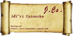 Jári Csinszka névjegykártya